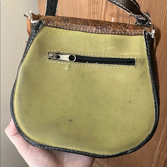 Bohemian Brown and greenish Tan crossbody Handbag - Picture 3 of 6